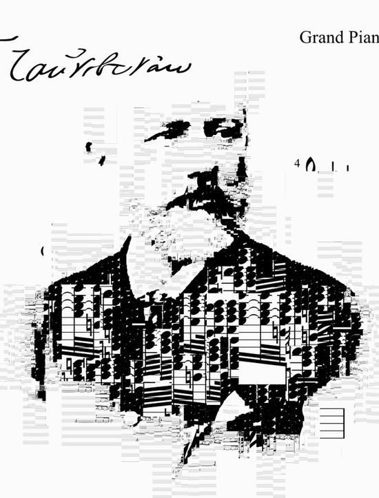 Tchaikovsky self portrait - Generative collage using his music and signature (sheet music from Piano Concerto No. 1 in B-flat minor, Op. 23) Made by Sergio Albiac