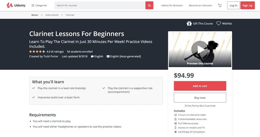 udemy-course4 Clarinet Lessons for Beginners