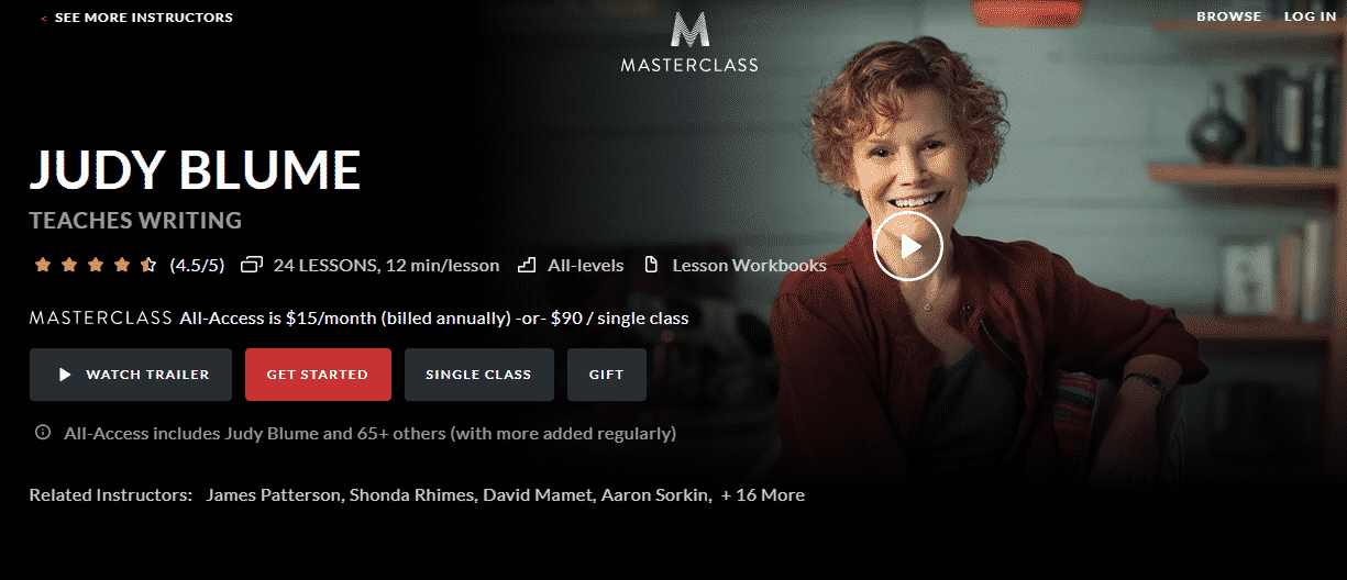 MasterClass Judy Blume Learn Writing Lessons Online