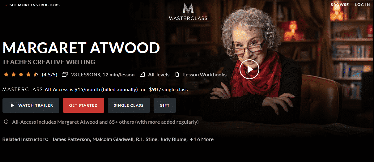 MasterClass Margaret Atwood Learn Writing Lessons Online