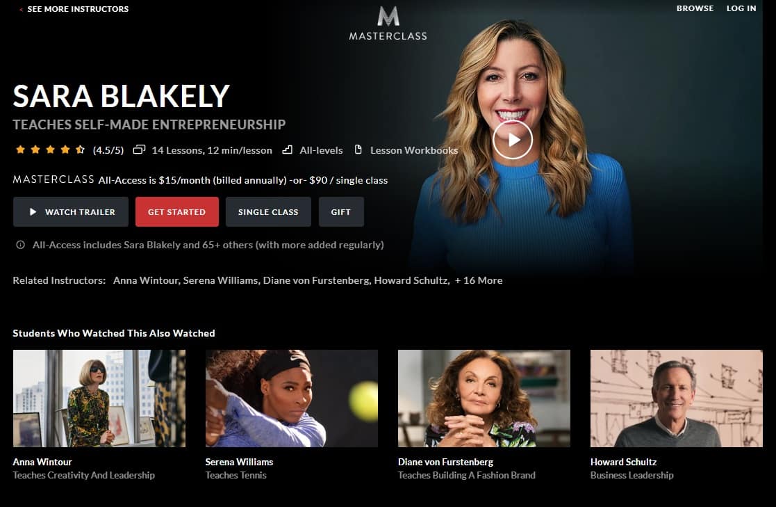 MasterClass Sara Blakely's Self-Made Entrepreneurship Lesson Review