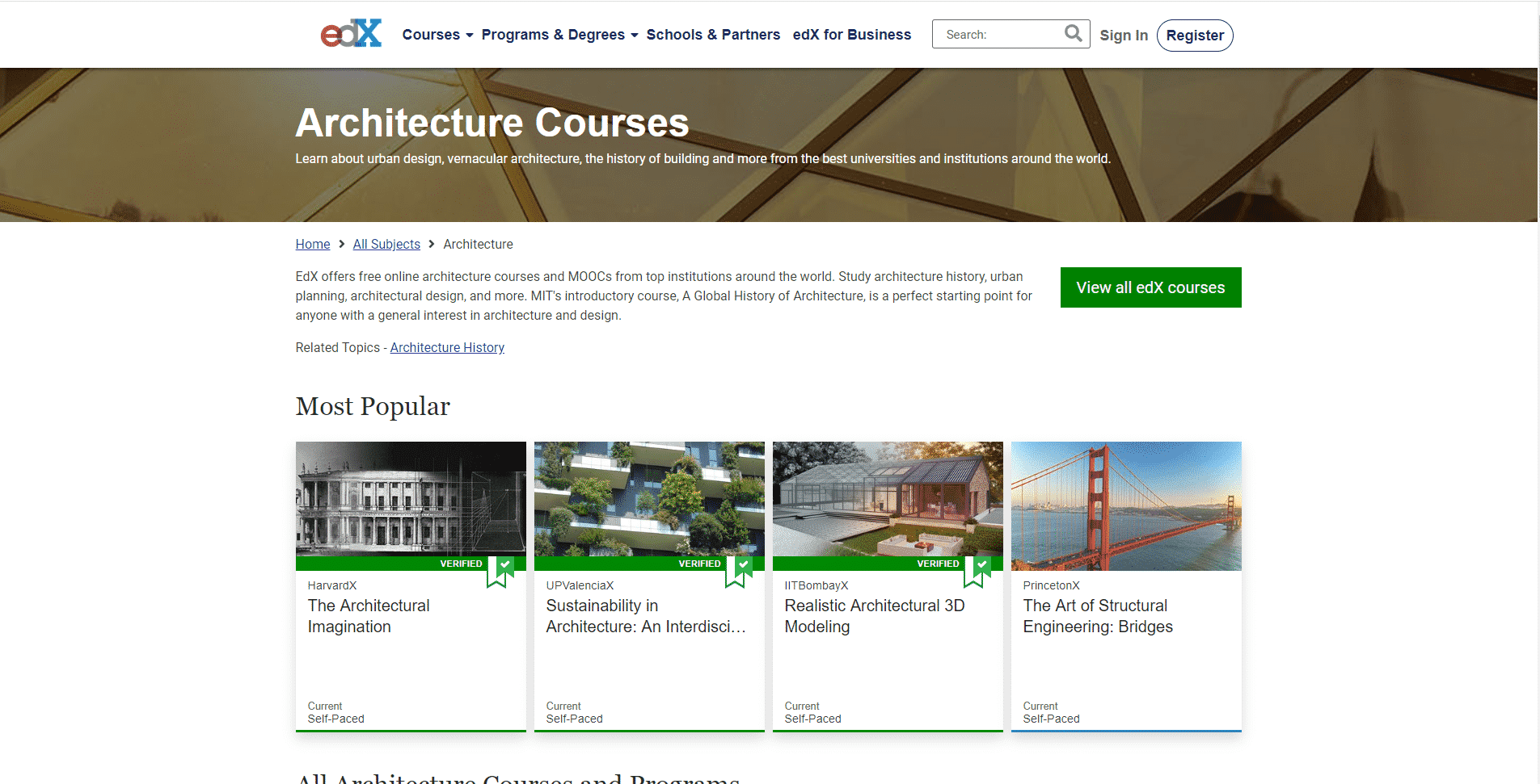 EDX Learn Design and Architecture Lessons Online