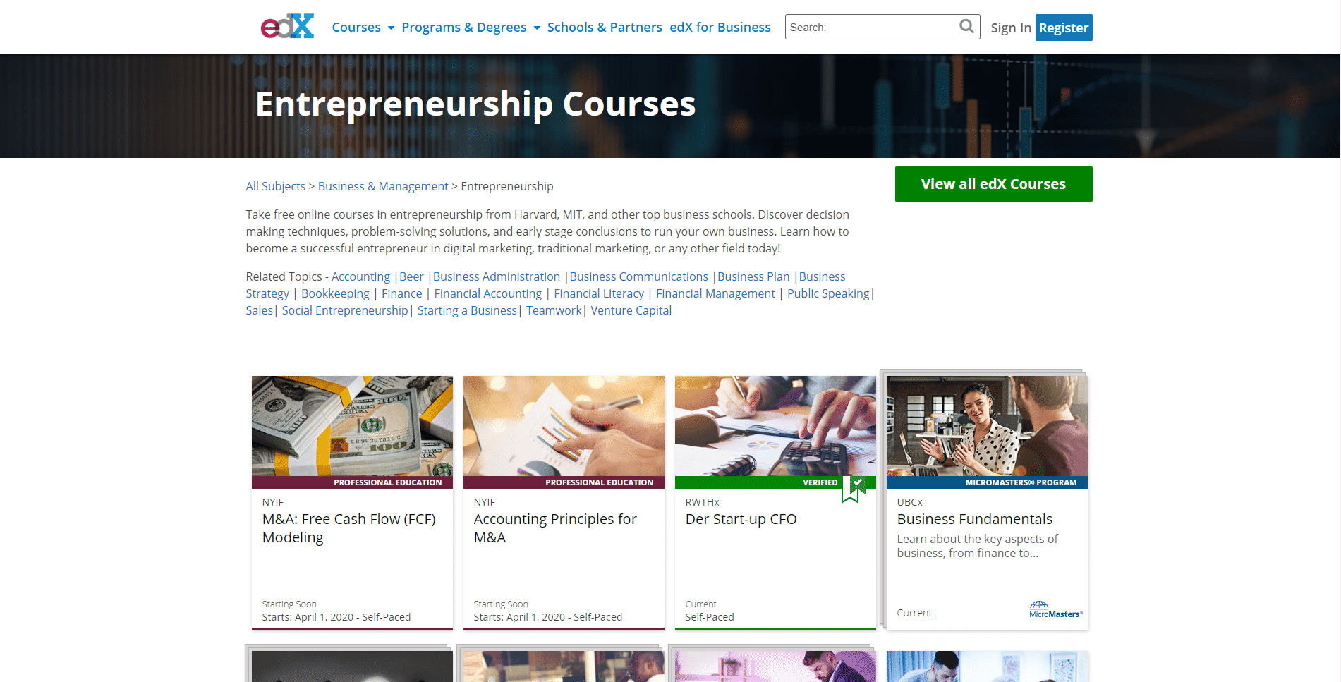 EDX Learn Entrepreneurship Lessons Online