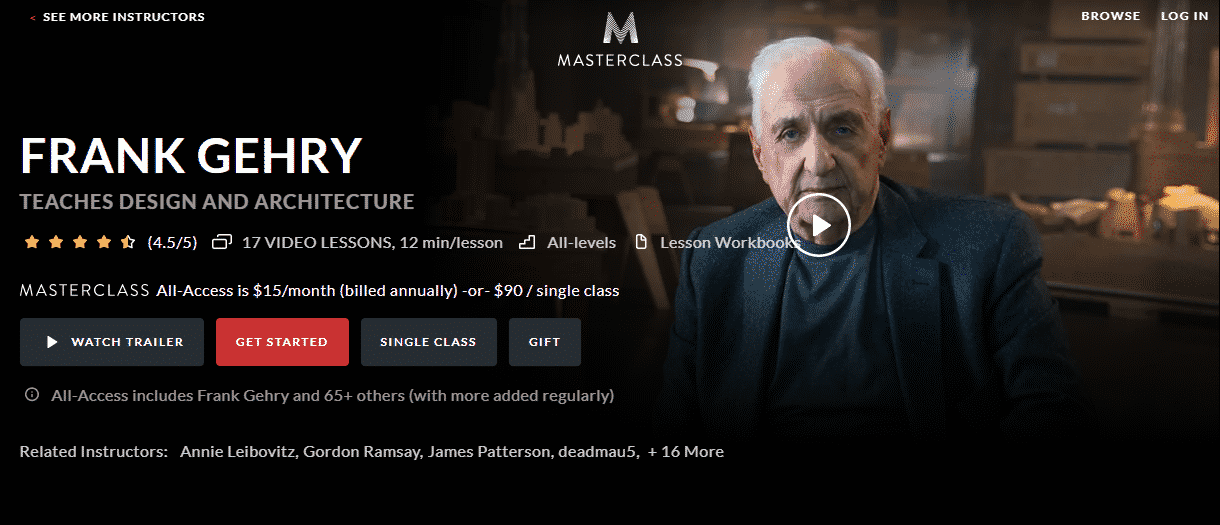 MasterClass Frank Gehry Learn Design and Architecture Lessons Online