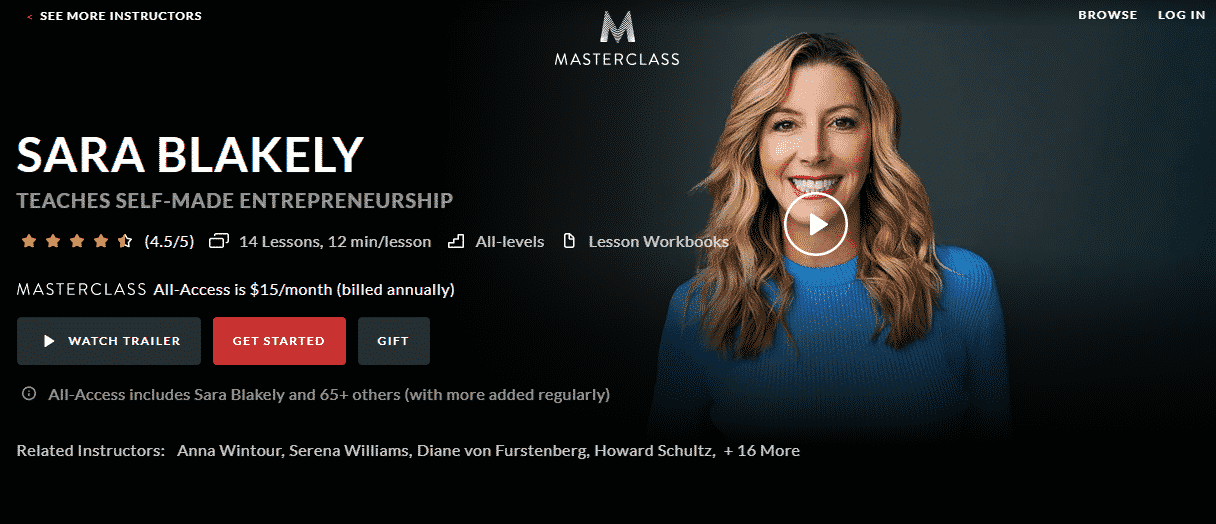 MasterClass Sara Blakely Learn Entrepreneurship Lessons Online