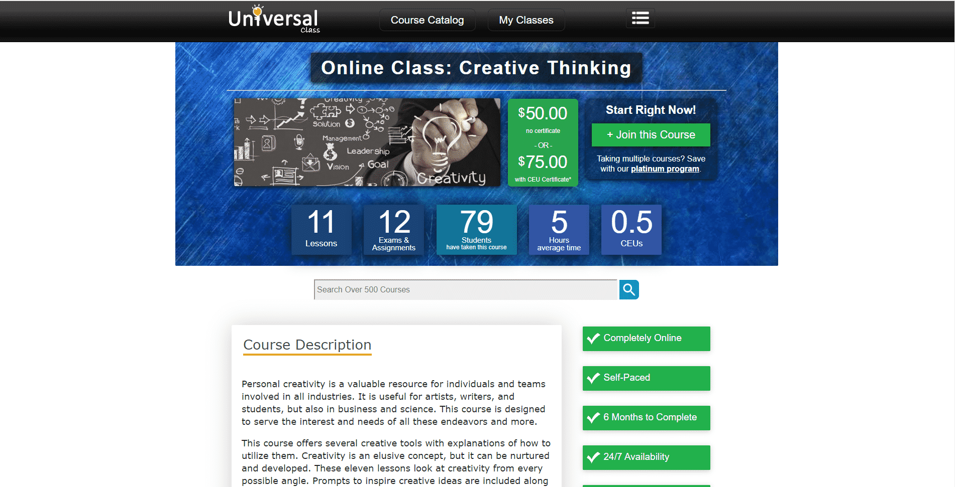 Universal Class Learn Creativity Lessons Online