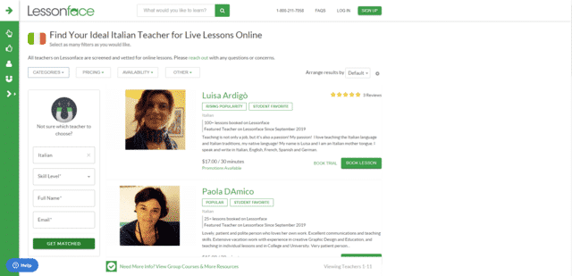 Lessonface Learn Italian Lessons Online