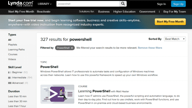 Lynda Learn Powershell Lessons Online