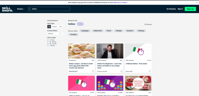 Skillshare Learn Italian Lessons Online