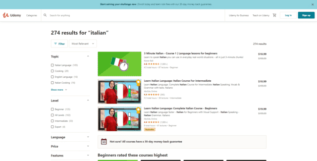 Udemy Learn Italian Lessons Online