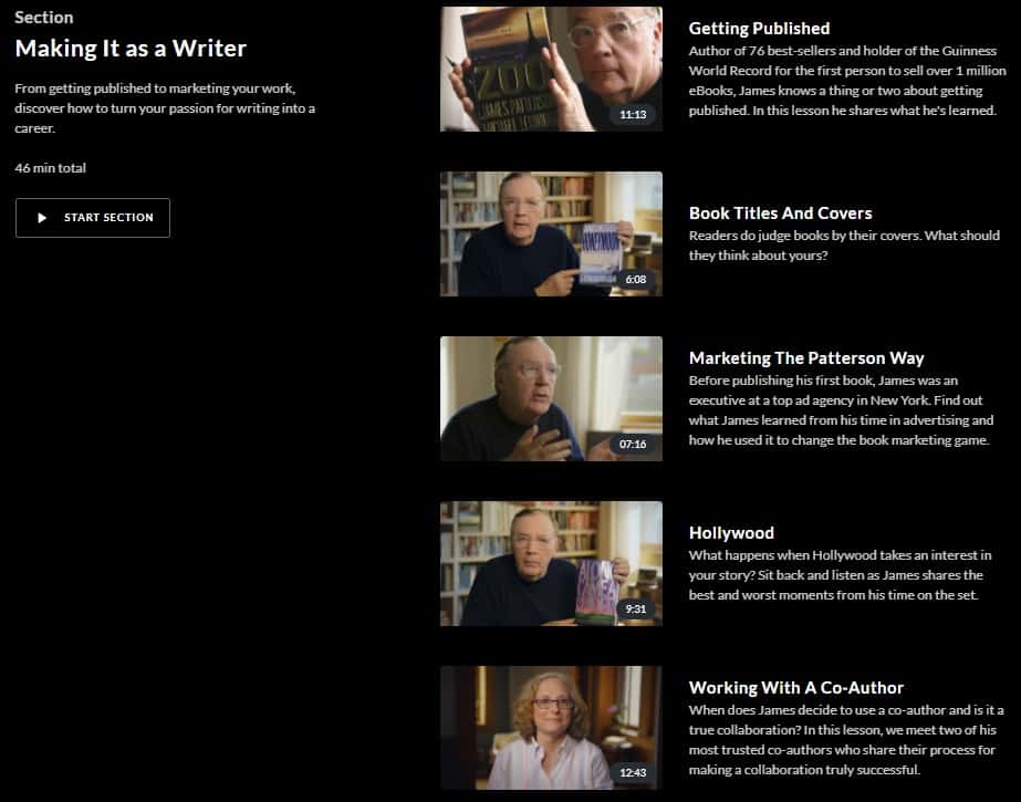 MasterClass James Patterson Making It as a Writer