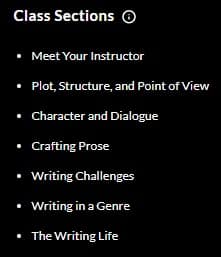 MasterClass Margaret Atwood Class Sections