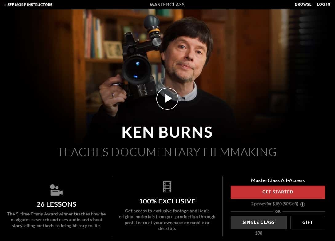 MasterClass Ken Burns Documentary Filmmaking Lessons for Beginners