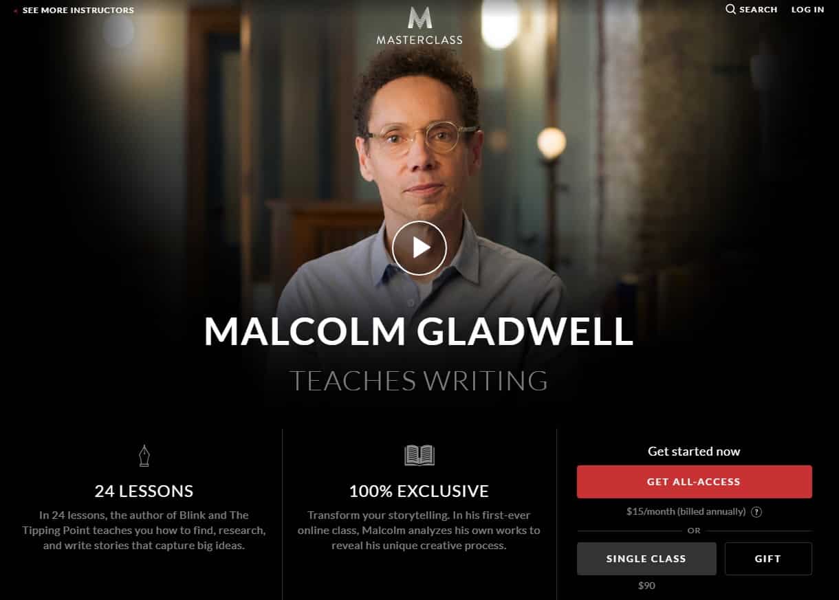 MasterClass Malcolm Gladwell Writing Lessons for Beginners