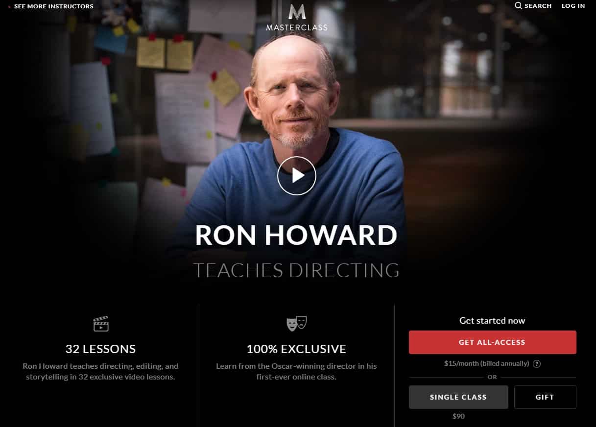 MasterClass Ron Howard Directing Lessons for Beginners