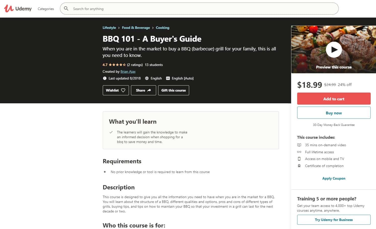 Udemy 1 BBQ Lessons for Beginners