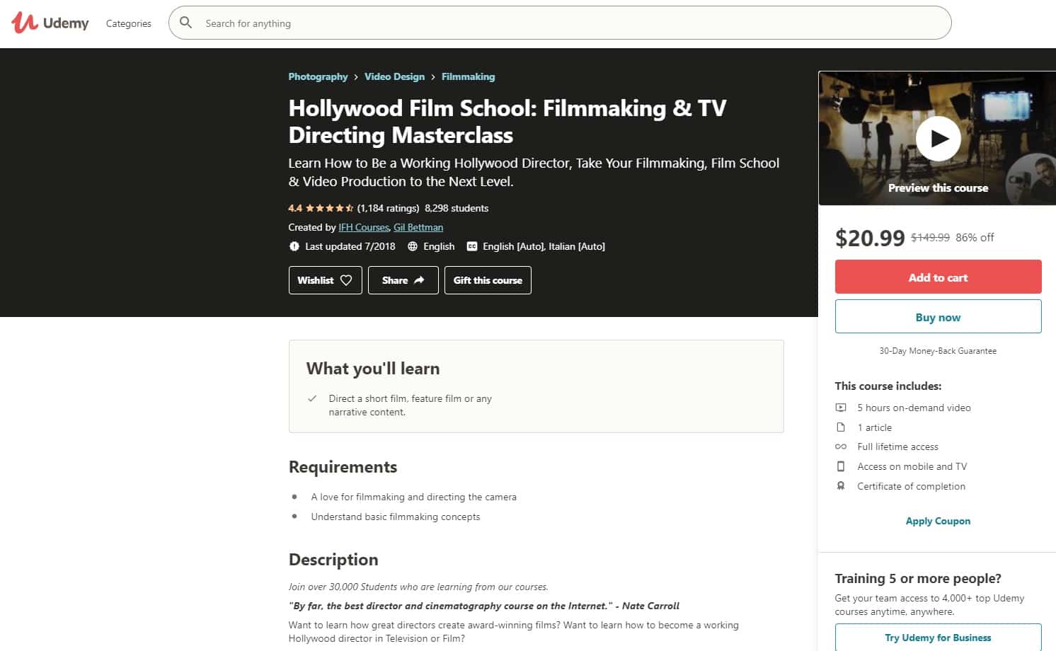 Udemy 1 Directing Lessons for Beginners