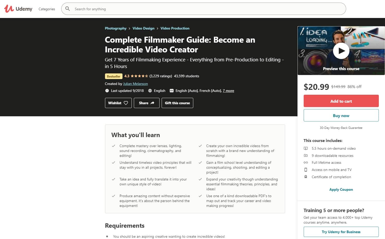 Udemy 1 Filmmaking Lessons for Beginners