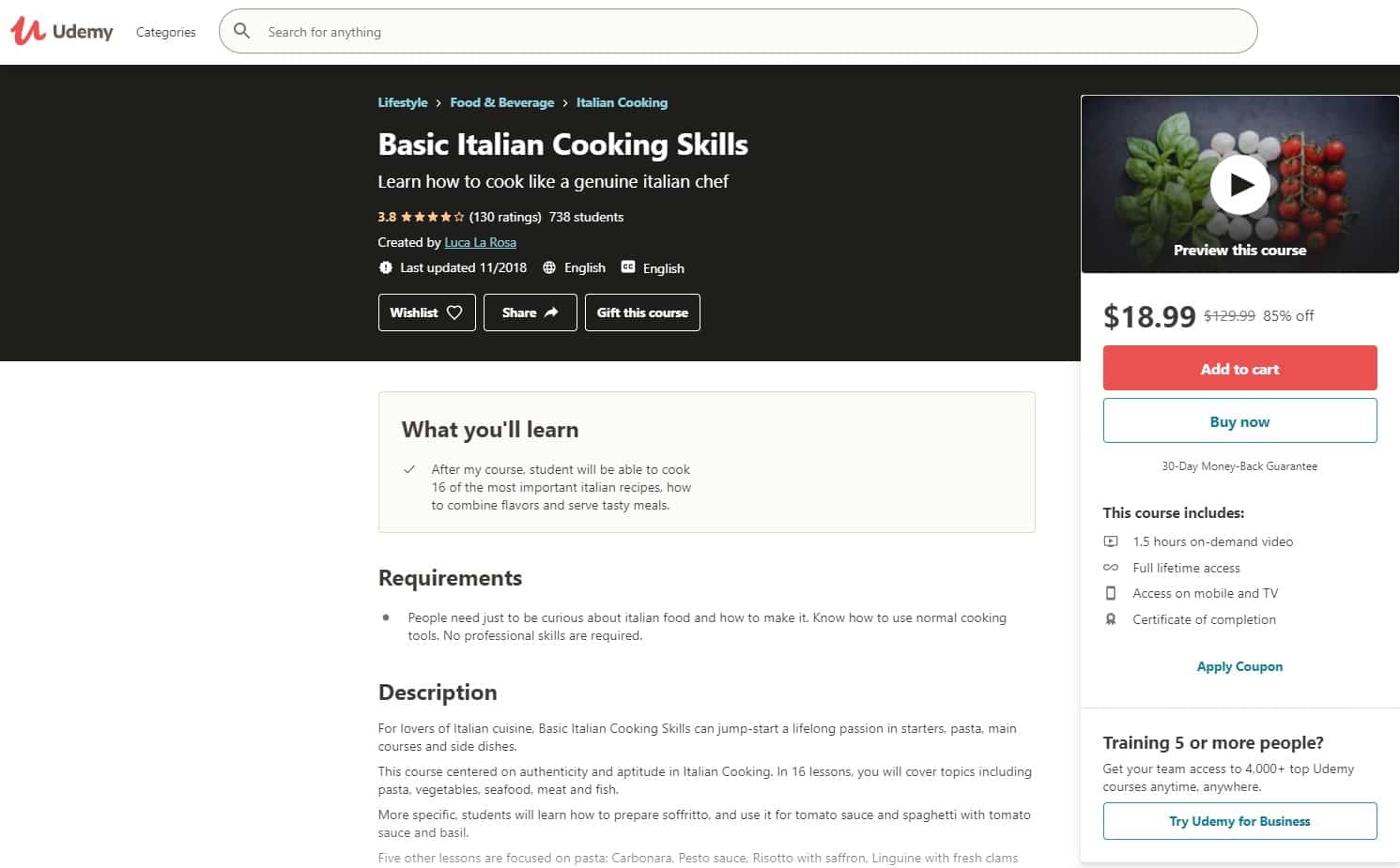 Udemy 1 Italian Cooking Lessons for Beginners