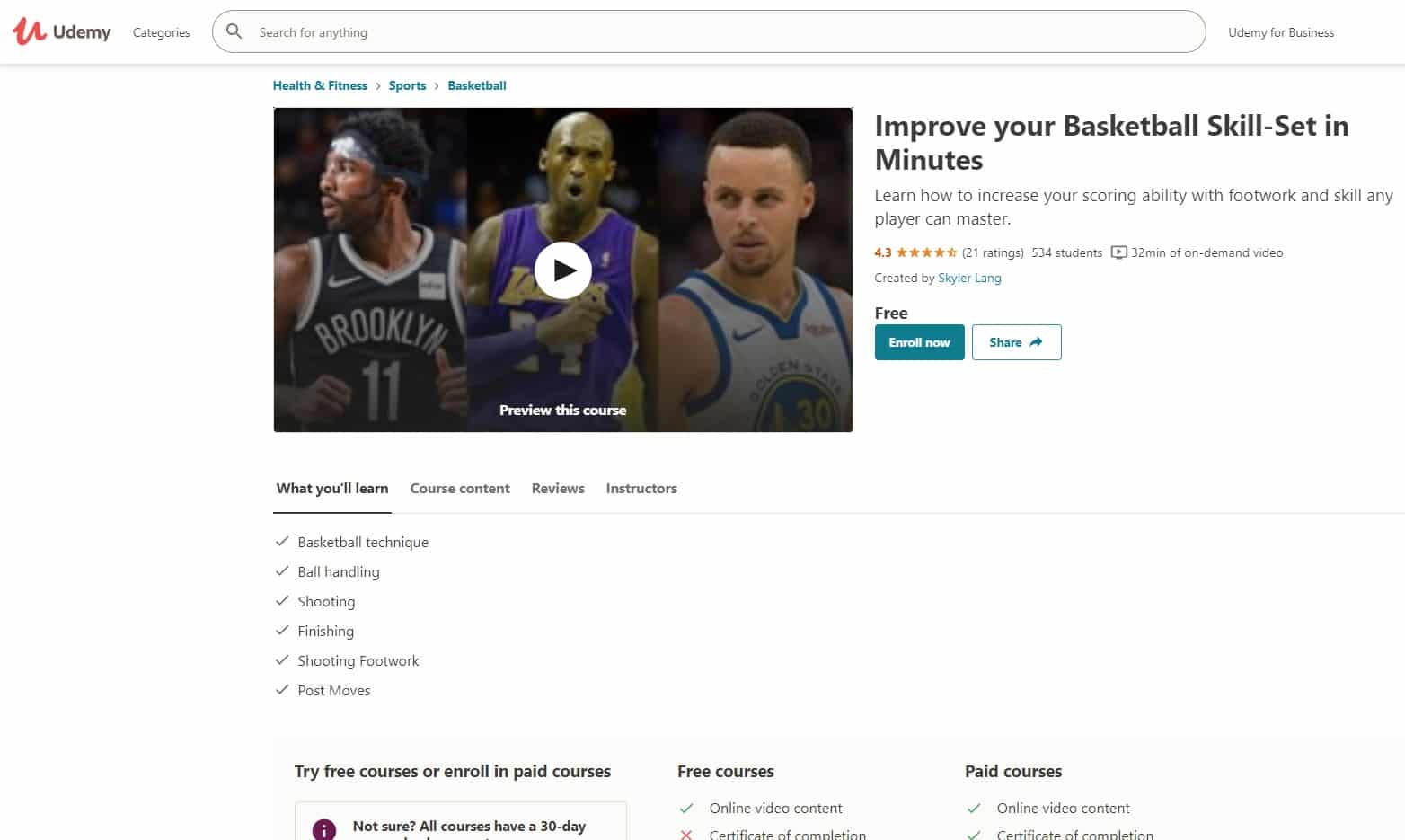 Udemy 2 Basketball Lessons for Beginners