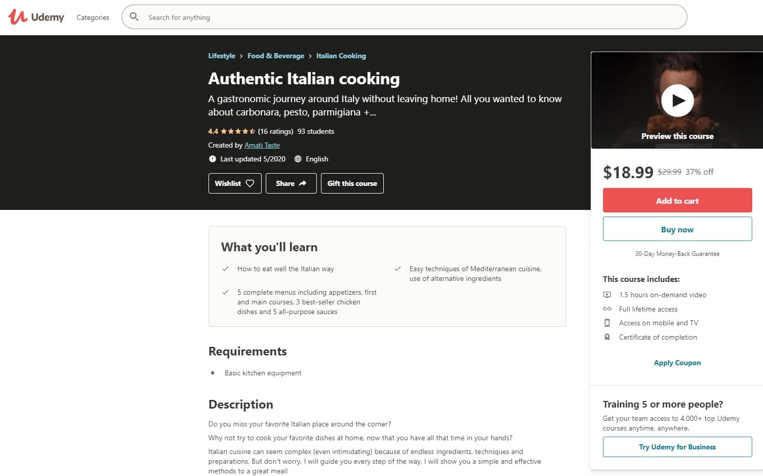 Udemy 2 Italian Cooking Lessons for Beginners