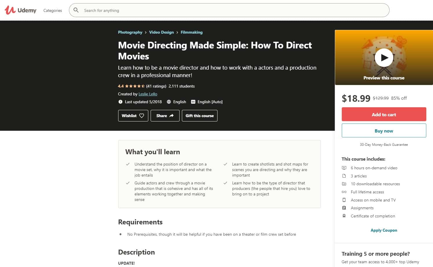 Udemy 3 Directing Lessons for Beginners