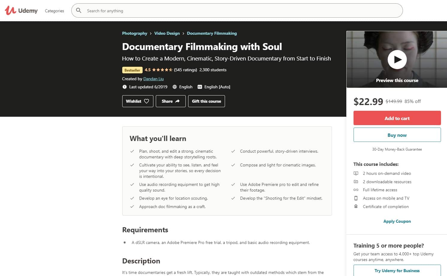 Udemy 3 Filmmaking Lessons for Beginners