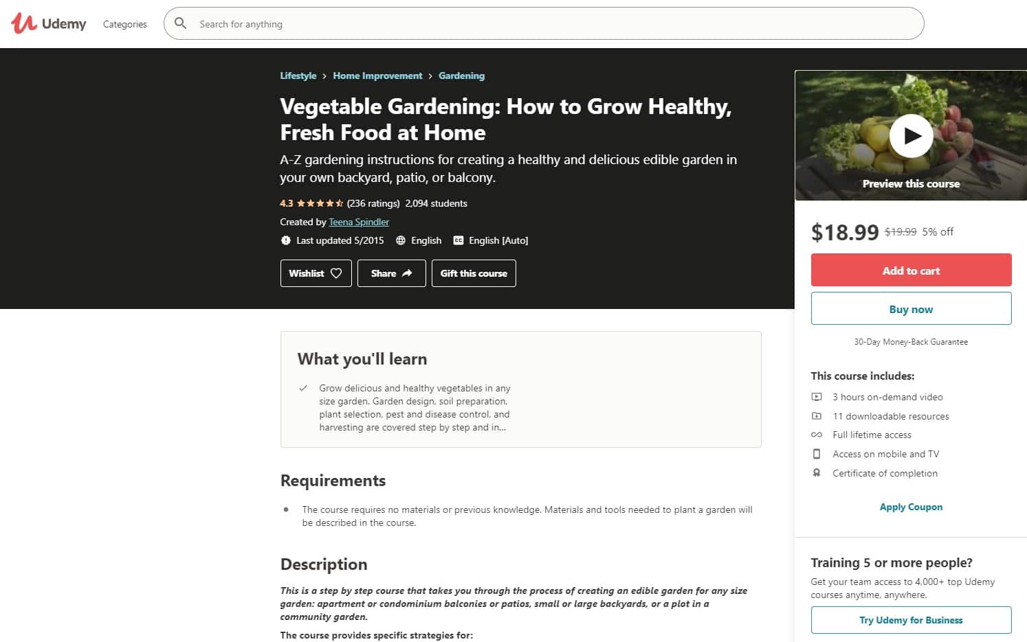 Udemy 4 Gardening Lessons for Beginners