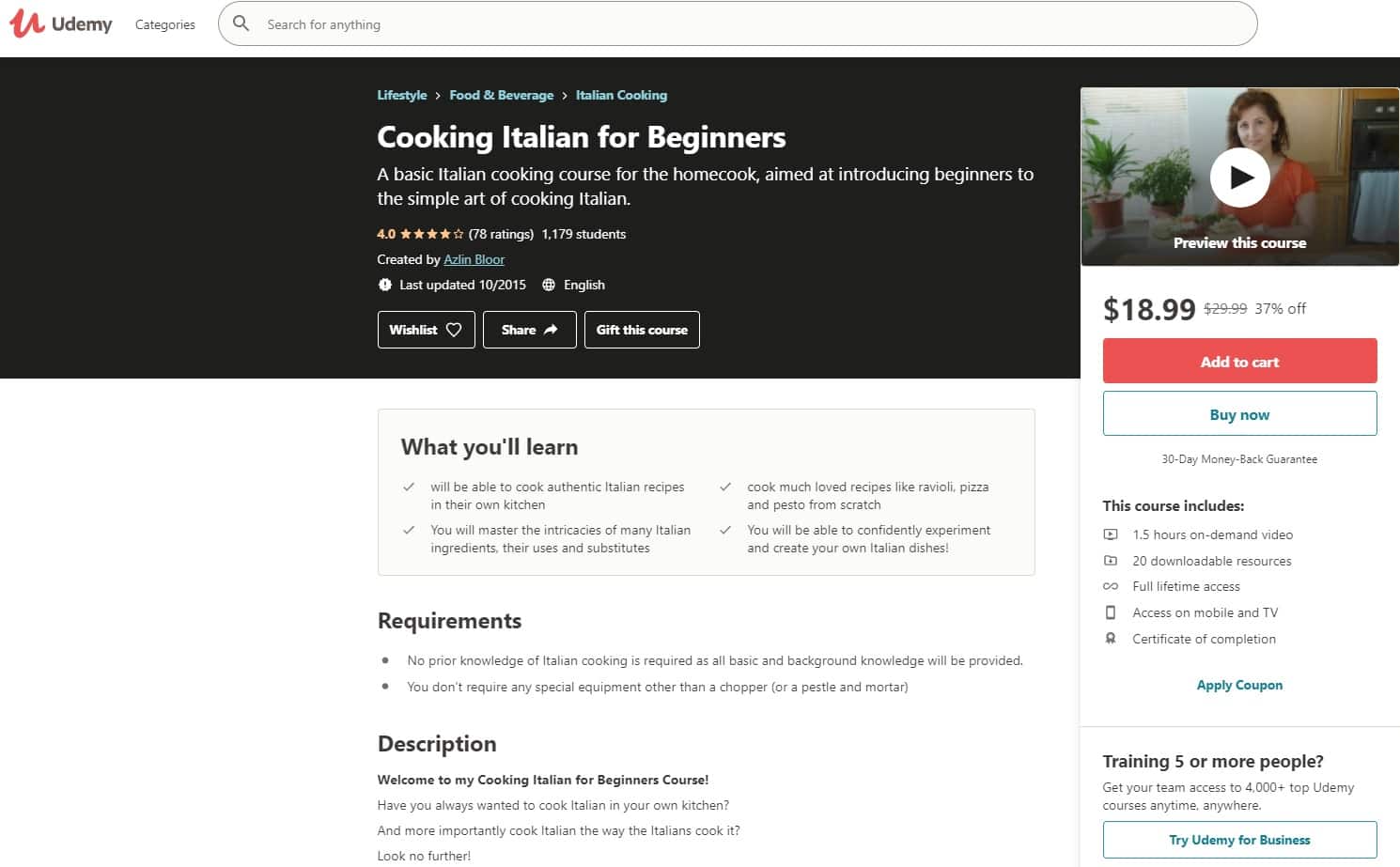 Udemy 4 Italian Cooking Lessons for Beginners