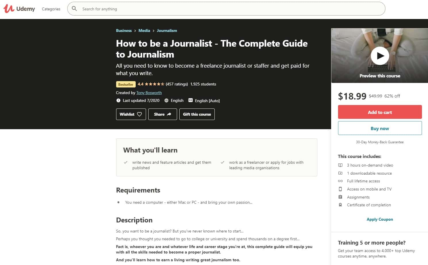 Udemy 4 Journalism Lessons for Beginners