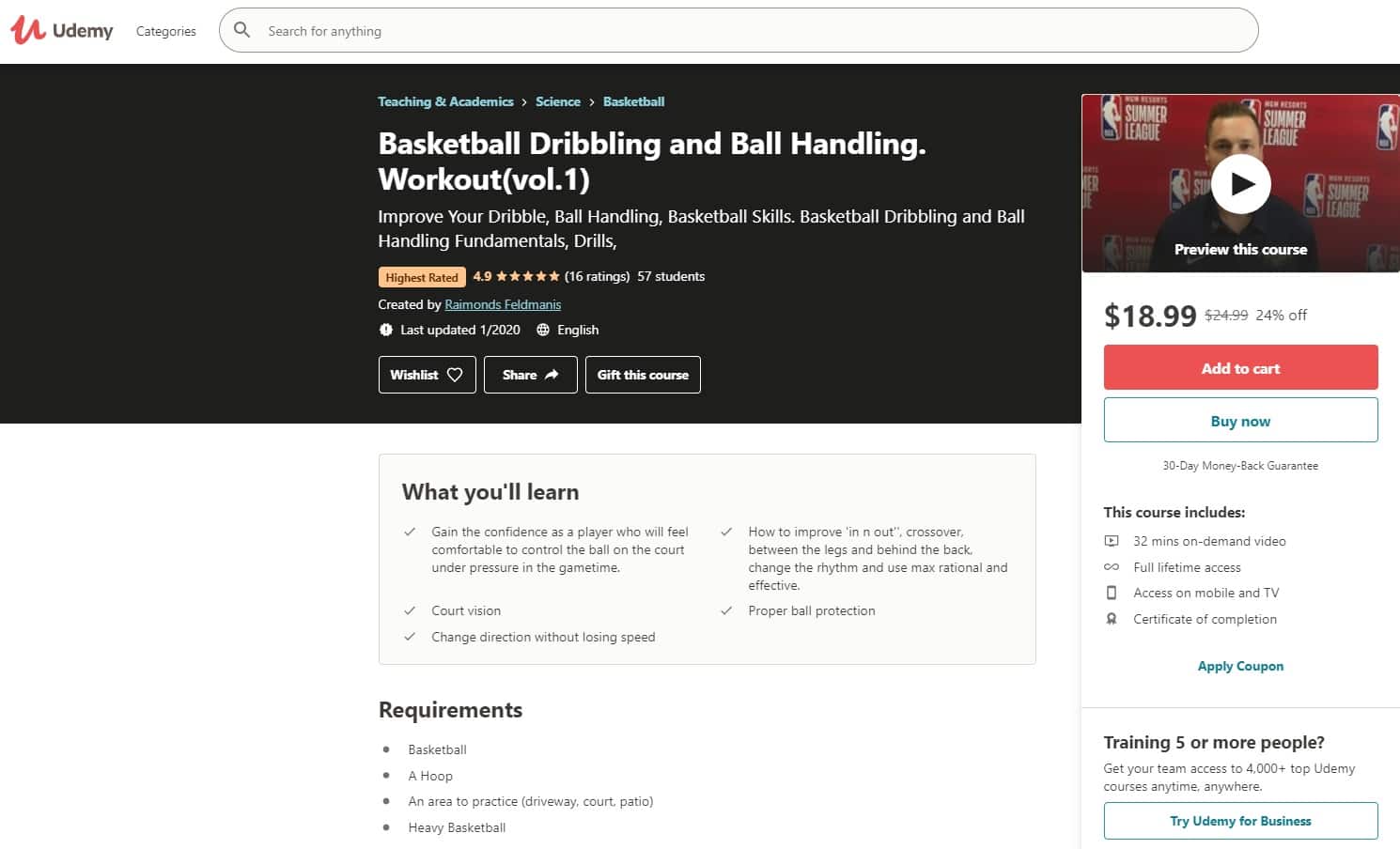 Udemy 5 Basketball Lessons for Beginners