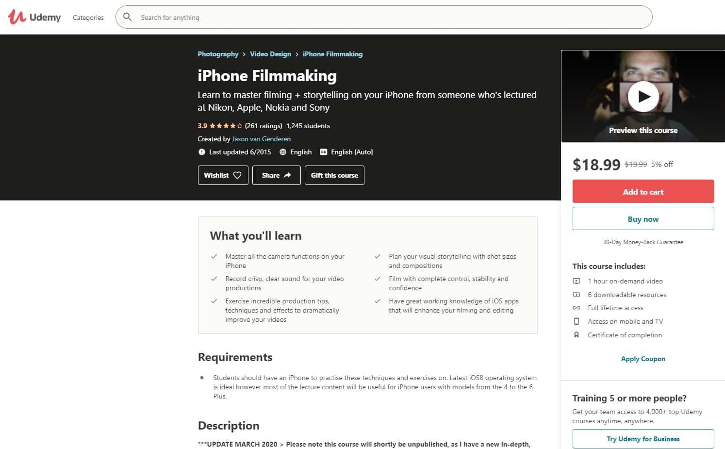 Udemy 6 Filmmaking Lessons for Beginners