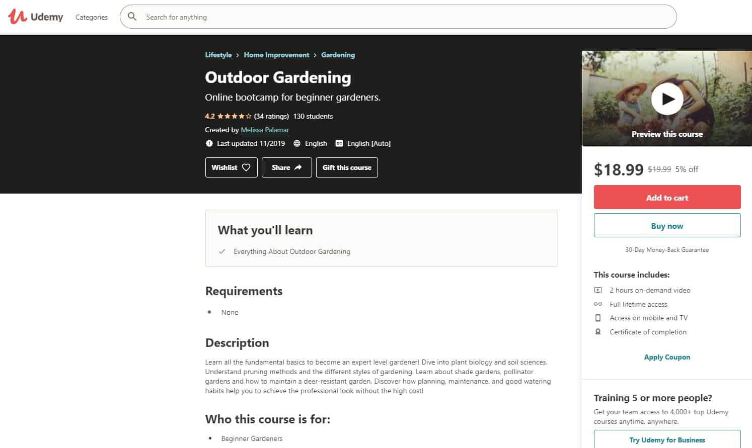 Udemy 6 Gardening Lessons for Beginners