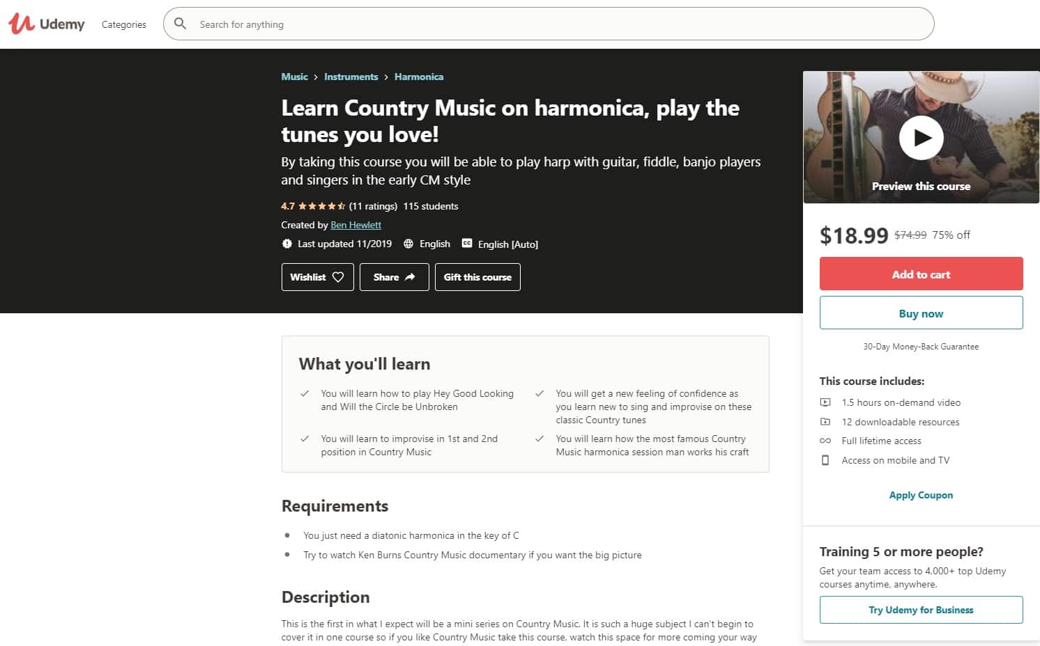 Udemy Country Music Lessons for Beginners